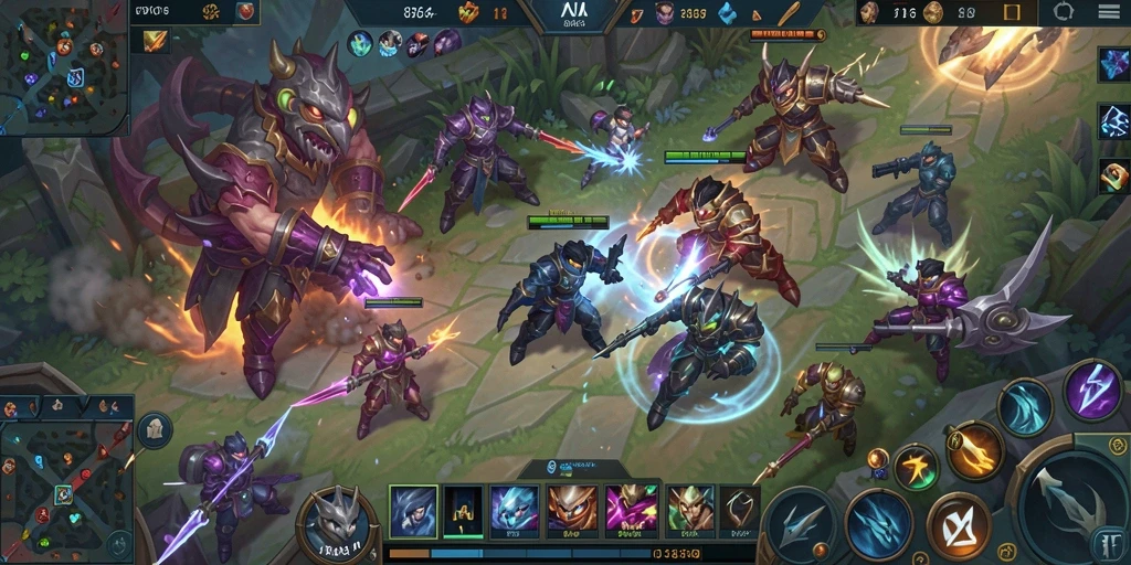 Tampilan utama gameplay 8364 yang menampilkan pertempuran strategis dan karakter.