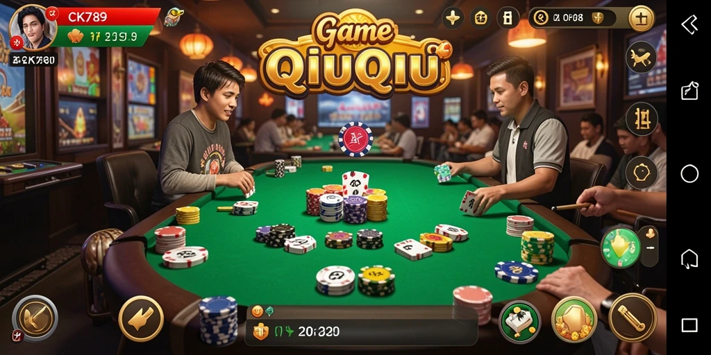Screenshot CK789 menunjukkan pemain sedang menikmati permainan QiuQiu.