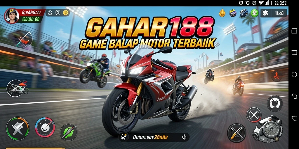 Tampilan gameplay menegangkan dalam GAHAR188 saat balapan motor.