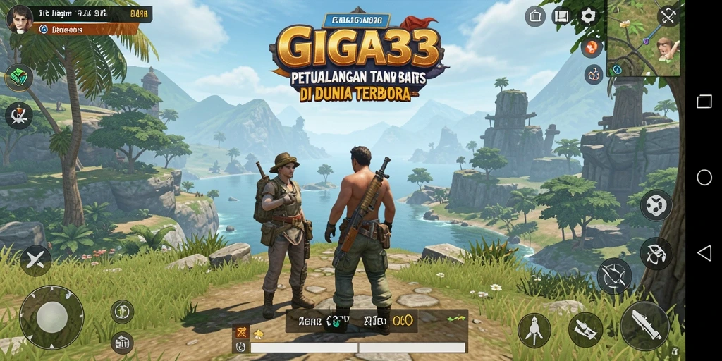 Tangkapan layar GIGA33 menampilkan petualangan epik di dunia terbuka.