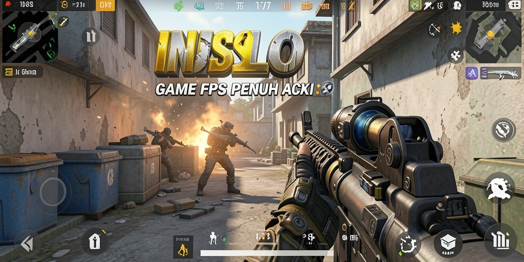 Tangkapan layar menunjukkan intensitas bertempur dalam game FPS.