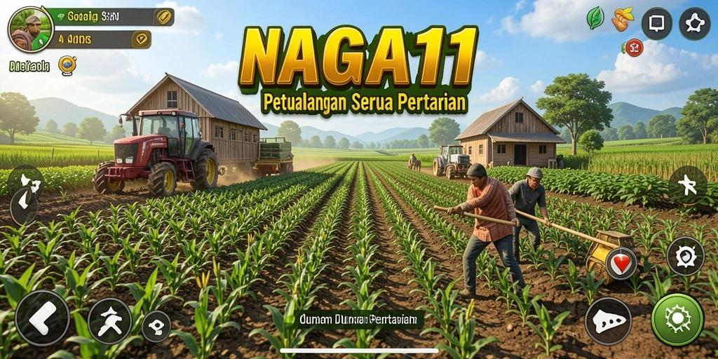 Gameplay seru NAGA11 saat bertani di lahan yang subur.
