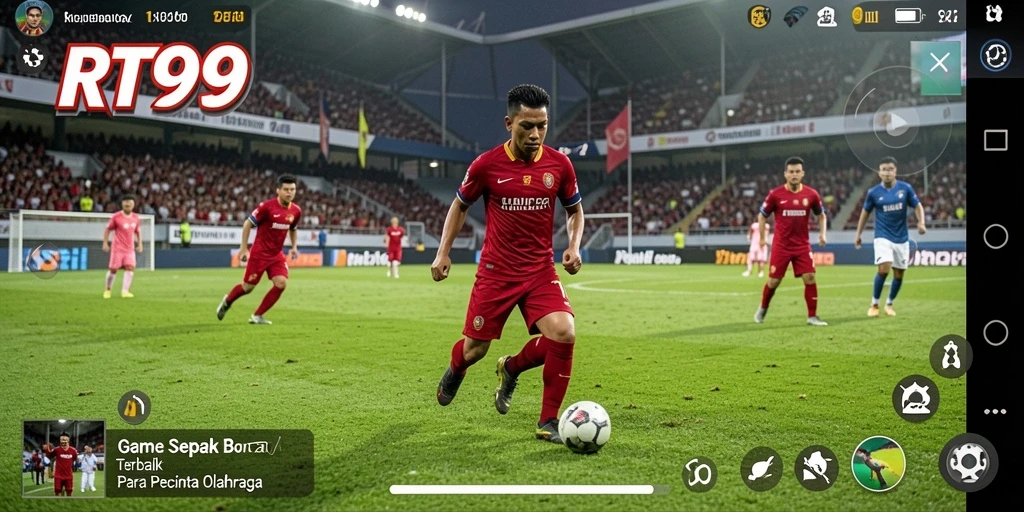 Tampilan gameplay RT99 yang menarik dalam aksi sepak bola.